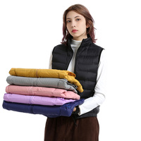 Gilet léger sans manches à col montant en velours de canard blanc DJ-P0428 pour le printemps et l'automne