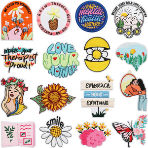 Parche Termoadhesivo de Algodón 'Fe sobre Miedo' con Diseño Floral y Letras, Bordado Personalizado para Ropa, para Pedidos al por Mayor - Product Image 1