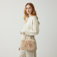 Sac fourre-tout en fausse fourrure de lapin douce de style coréen, sac à bandoulière en peluche avec oreilles d'ours mignonnes