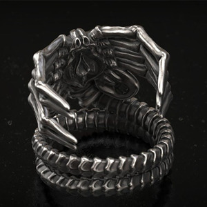 Cincin Pria Gaya Punk YYN, Desain Tengkorak, Paduan Logam, Lapis Perak Tebal, Aksesoris Hadiah Pernikahan - Product Image 3