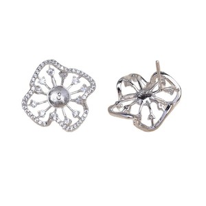 Boucle d'oreille en argent S925, 8-10 mm, accessoire de bijoux en perles DIY, semi-fini, JG6017, support vide, composants de bijoux - Product Image 5