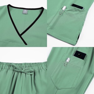 Women's Scrub Set Short Sleeve Knitted Moisture Wicking Hospital Uniforms For Dental Veterinary Beauty Salon - Product Image 3