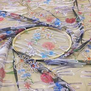 Robe brodée Organza dentelle fleur plat Mes dentelle nigériane broderie dentelle tissu à vendre - Product Image 6