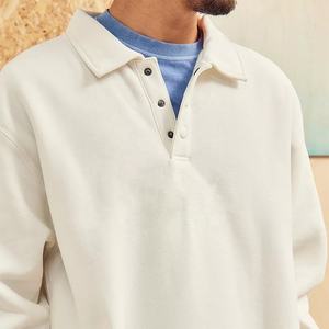 Venta superior Sudadera Polo para hombre Sudadera abotonada en blanco Sudadera de gran tamaño Cuello Polo Sudadera de algodón pesado Venta al por mayor Unisex - Product Image 2