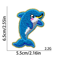 Nuevos parches termoadhesivos de chenilla bordados con animales marinos (tiburón, cangrejo, pez, estrella) para manualidades, bolsos, sombreros y ropa