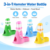Bestpet Distributeur d'eau suspendu 3-en-1 pour hamster avec base pour hamster nain, souris, rat, hérisson 80ml ABS