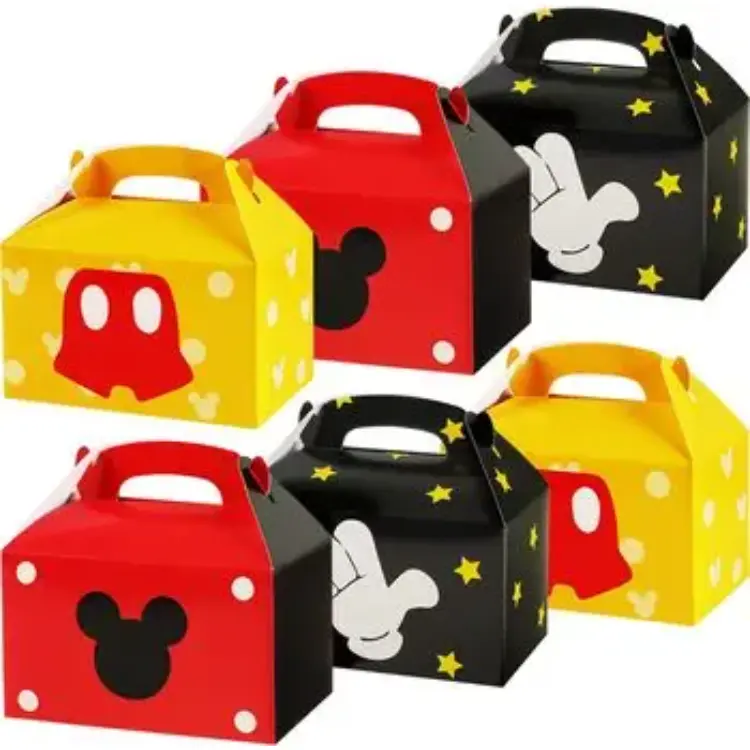 Cartone animato Mouse trattare scatola 24 pezzi 3 stile Mickey Cake regalo bomboniere Snack Goody scatole di cartone perfetto per bambini cartoni animati Mouse