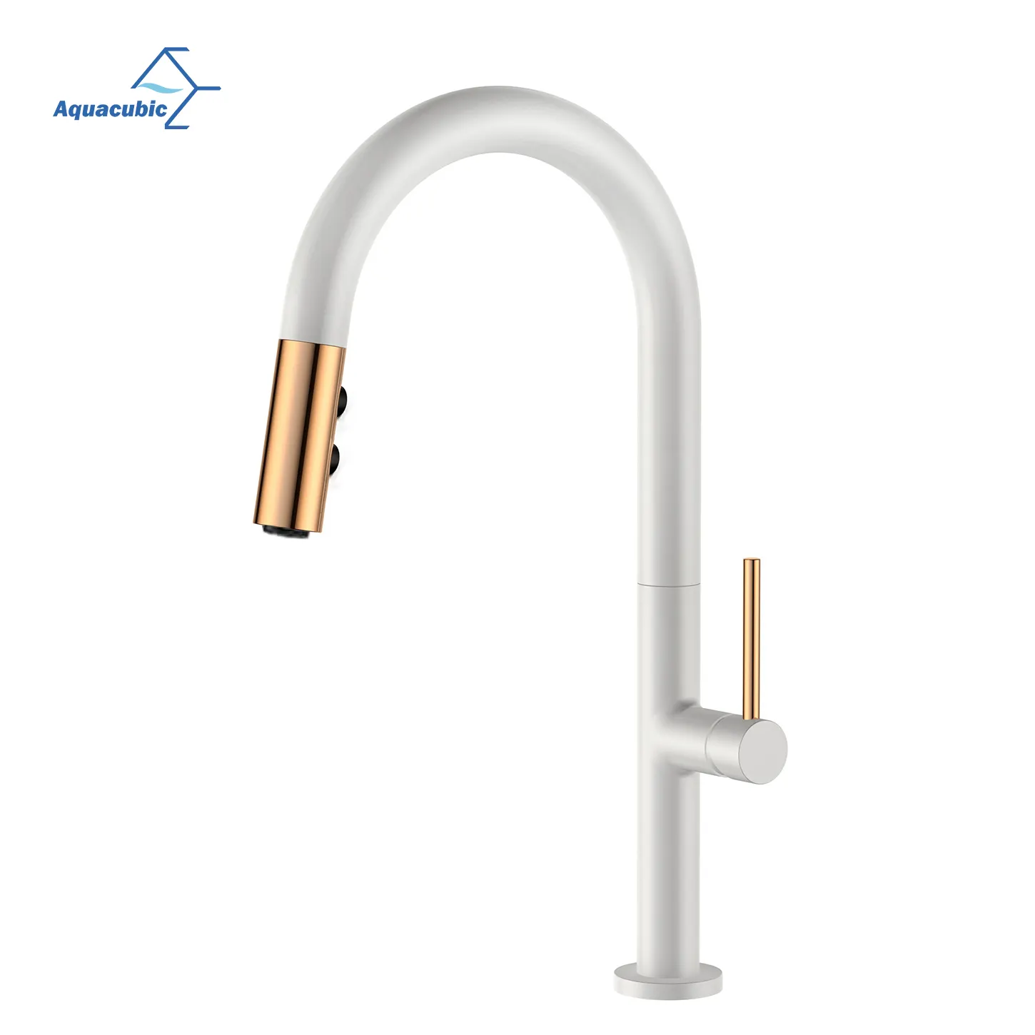 High Arc Low lead UPC certificated white One-Handle kitchen sink faucet with pull down sprayer