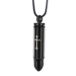 Cross Titanium Steel <span class=keywords><strong>Bullet</strong></span> Urne Parfüm flasche Anhänger zum Gedenken an Pet Relatives Edelstahl Asche Halskette Männer - Product Image 4
