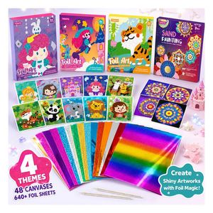 Kit de Manualidades con Lámina Metálica al por Mayor, Set de Actividades de Lienzo de Transferencia Arcoíris para Niños, Sin Manchas, Ideal para Viajes, Regalo de Cumpleaños o Festividades - Product Image 4