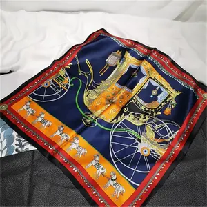 Bufanda de seda satinada con diseño Digital para mujer, de 52 cm Pañuelo cuadrado, venta al por mayor