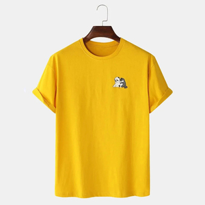เสื้อยืดคอกลมแขนสั้นทรงปกติสำหรับผู้ชาย คุณภาพสูง เนื้อผ้านุ่ม ผลิตจากผ้าฝ้าย 100% เป็นมิตรต่อสิ่งแวดล้อม แห้งเร็ว ระบายอากาศได้ดี สไตล์สตรีทแวร์ - Product Image 1