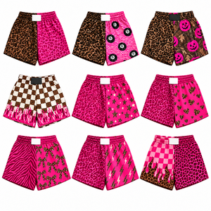 High Quality Custom Leopard <strong>Women</strong> <strong>Beach</strong> <strong>Shorts</strong> Color Matching Elastic Waistband Printing Check Pattern Smile Deerlet for Lady - Product Image 1