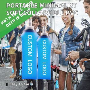 Minimalist Modern Custom Shape PVC <b>UV</b> Printed Portable Quick Hydration Protective Odorless Soft Collapsible <b>Water</b> <b>Bottle</b> for - Product Image 2