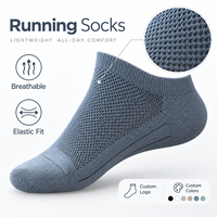 Chaussettes de sport pour hommes, basses, respirantes, anti-transpiration, en maille multicolore, avec logo personnalisé OEM, renforts sur les orteils et le talon.