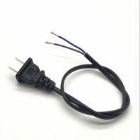 Cable de alimentación de 2 clavijas redondas para EE. UU., 2 núcleos de 0.75mm², 1.5m, enchufe de dos orificios, cable de conexión con extremo de cable desnudo