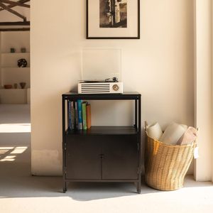 Meuble de rangement pliable en tôle métallique, couleurs personnalisées OEM/ODM, buffet moderne, console d'entrée en acier avec roulettes - Product Image 3