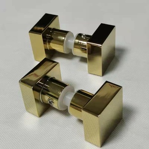 Pomos de puerta de vidrio de ducha Pomo de puerta de vidrio cuadrado de latón dorado rosa - Product Image 6