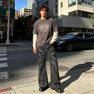 High Quality Custom Oversized Acid Wash Heavyweight 500gsm Black <strong>Baggy</strong> Brand Denim for <strong>Men</strong> Streetwear Fashionable <strong>Men's</strong> <strong>Jeans</strong> - Product Image 2