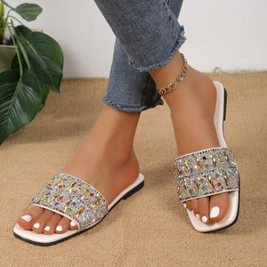 Designer Brand Ladies Slippers Rhinestone Luxury Women Sandals <b>Slides</b> Casual Light Flat Luxury Slippers for Women - Product Image 5