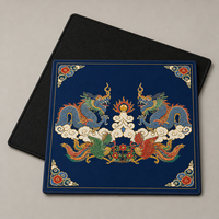 Tapis de mahjong américain élégant et pliable avec motif Dragon Impérial et Phénix, antidérapant, en caoutchouc, pour table