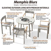 Meubles de jardin modernes et confortables en aluminium pour villa, tables et chaises de patio avec barbecue, ensemble de table à manger pour balcon 4 personnes