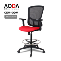 Chaise de bureau ergonomique certifiée AODA BIFMA, fournisseur de chaises de bureau en maille, dossier moyen, siège en tissu, repose-pieds, haute, conforme ISO