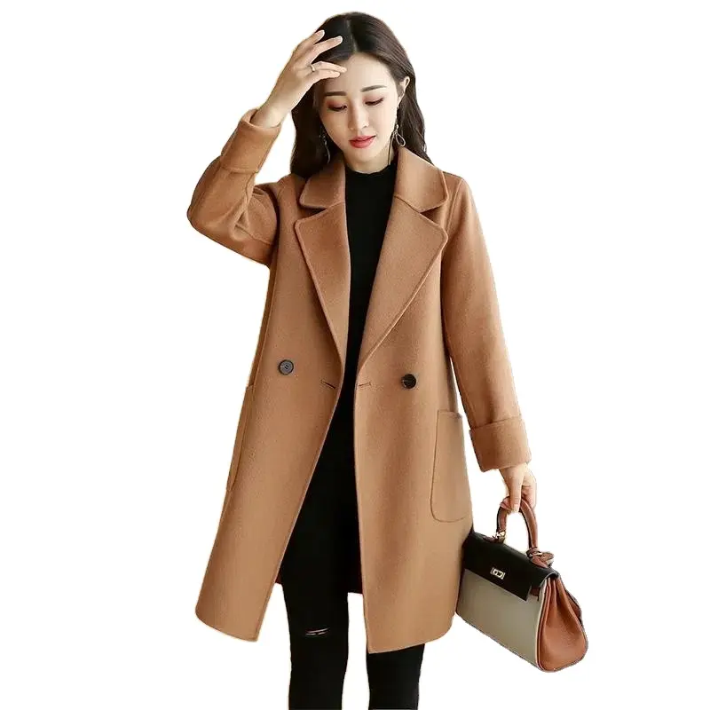 Wholesale Fashionable Girls Warm Long jacket Plus Size Double Button Winter Women Coat