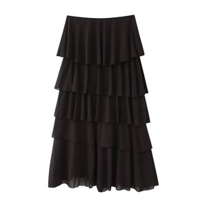 SHENZHU Primavera 2026, Nueva Llegada, <span class=keywords><strong>Falda</strong></span> Midi con Cintura Elástica y Decoración en <span class=keywords><strong>Capas</strong></span> con Dobladillo Asimétrico 5039239 - Product Image 2