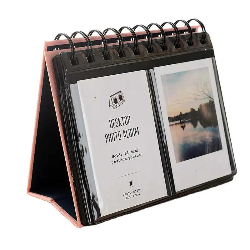 Desktop Standing Photo Album 3inch Mini Instax Polaroid Album Desk Calendar 68 Pocket Kpop Card Binder Photocard Holder