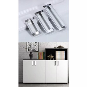 And So Aluminum Handle 64mm 96mm 128mm Modern Minimalist Wardrobe <b>Drawer</b> Recessed Pulls <b>Silver</b> Polished Finish - Product Image 4