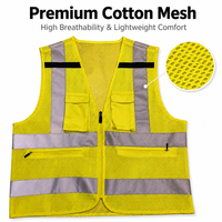 Gilet de sécurité réfléchissant à haute visibilité en maille rouge avec poche zippée pour les travaux à haut risque en aéroport, sur route, dans le trafic routier et la construction