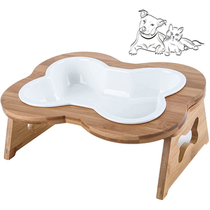 Mangkuk Anjing Keramik Tinggi dengan Dudukan Lucu Ditinggikan Miring Anti Muntah Piring Kucing Pribadi untuk Makanan dan Air - Product Image 1