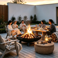 Brasero moderne en acier Corten rouillé avec pique-foyer, chauffage extérieur pour barbecue, 10000-50000 BTU, autoportant pour terrasse et jardin