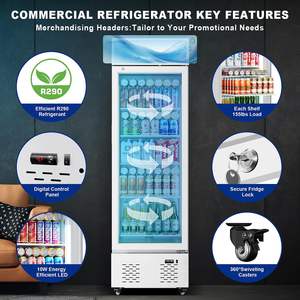 Refrigerador Vertical de Exhibición con Adhesivo Personalizado en el Interior, Refrigerador Comercial con Enfriamiento por Aire LED, Congelador para Tienda - Product Image 3