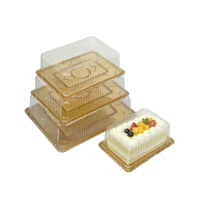 Boîte à gâteau de mariage de luxe dorée, en PET de qualité alimentaire, avec dôme transparent durable, boîte à gâteau rectangulaire en plastique de 13 pouces, grandes boîtes à gâteaux en gros