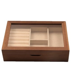 Wooden Jewelry Box With Compartments For <b>Rings</b> Earrings Desktop <b>Storage</b> Organizer Rectangle Solid Color 18L Capacity - Product Image 5