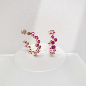 wholesale plata 925 silver rose gold <b>red</b> stone <b>earring</b> fine jewelry cc sublimation party women summer sparkling zircon <b>earrings</b> - Product Image 1