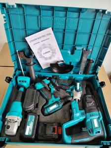 Hochleistungs 4-teiliges Bürstenloses Elektrowerkzeug-<span class=keywords><strong>Set</strong></span> 21V Kabelloses Kombi-<span class=keywords><strong>Set</strong></span> SDS Hammer Schraubenschlüssel Schleifer Bohrmaschine für <span class=keywords><strong>Makita</strong></span> 18V Akku - Product Image 3