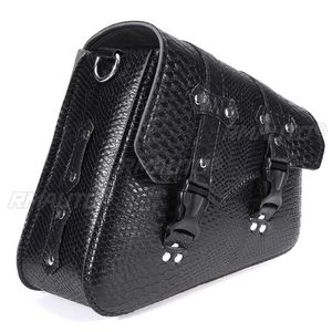 Alforjas para Motocicleta, Estilo Cocodrilo, Bolsas Laterales para Herramientas y Equipaje, Bolsa Lateral de Almacenamiento, Cuero PU Negro, Equipo de Protección Universal - Product Image 5