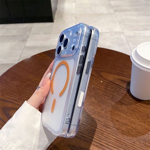 Funda Magnética para Teléfono con Botón Táctil Integrado, Transparente y Esmerilada, para iPhone 16 17 Pro Max, Carcasa Protectora de TPU y PC - Product Image 4