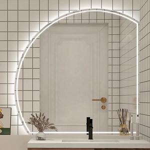 Luxury Big <strong>Half</strong> Moon Frameless LED Wall Decoration Lighted <strong>Mirror</strong> for Living Room Semicircle Irregular <strong>Half</strong> Round <strong>Mirror</strong> - Product Image 2
