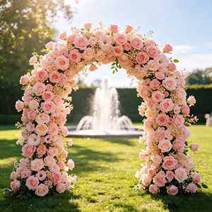 Arco decorativo en forma de U con flores artificiales para decoración de bodas y fiestas. - Product Image 6