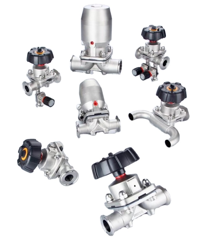 Санитарная нержавеющая сталь 316L ручной U-образный тройной зажим диафрагменный клапан