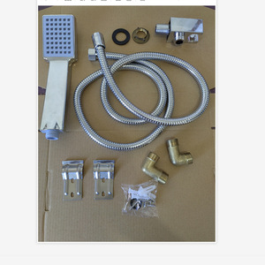 Juego de ducha A1036 con acabado cepillado, rociador superior colgante con manguera y accesorios - Product Image 1