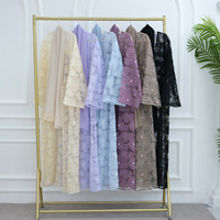 Robe longue de haute qualité et élégante à vendre à Dubaï, Moyen-Orient, pour femmes, cardigan à fleurs 3D perlé, abaya