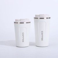 Mug à café isotherme en acier inoxydable 380 ml, personnalisable avec logo, écologique, double paroi, sans BPA, anti-fuite, pour voiture