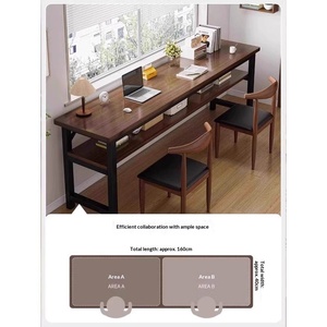 Bureau d'étude moderne double long, gain de place, artefact <span class=keywords><strong>pour</strong></span> <span class=keywords><strong>étudiant</strong></span>s, <span class=keywords><strong>chambre</strong></span> à coucher, <span class=keywords><strong>location</strong></span> de maison, bureau d'ordinateur rectangulaire, pièce étroite - Product Image 3