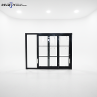 Ventana Corredera de Aluminio con Vidrio Templado y Rotura de Puente Térmico, Diseño de Rejilla, Personalizada para Edificios Residenciales