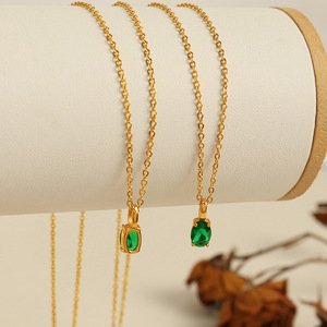 Collier Pendentif Tendance en Alliage de Zinc avec Sertissage Griffe, Pierre Précieuse Ovale, Bijou Femme, Cadeau, Style Minimaliste Élégant - Product Image 2